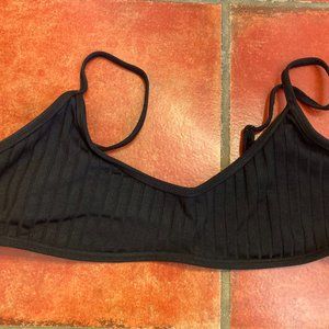 PACSUN Black Ribbed Swim Top Size S